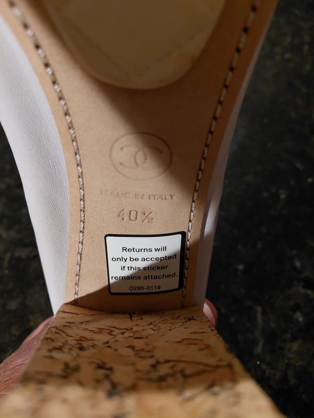 CHANEL Beige Leather Pumps with Cork Toe and Raffia Flower